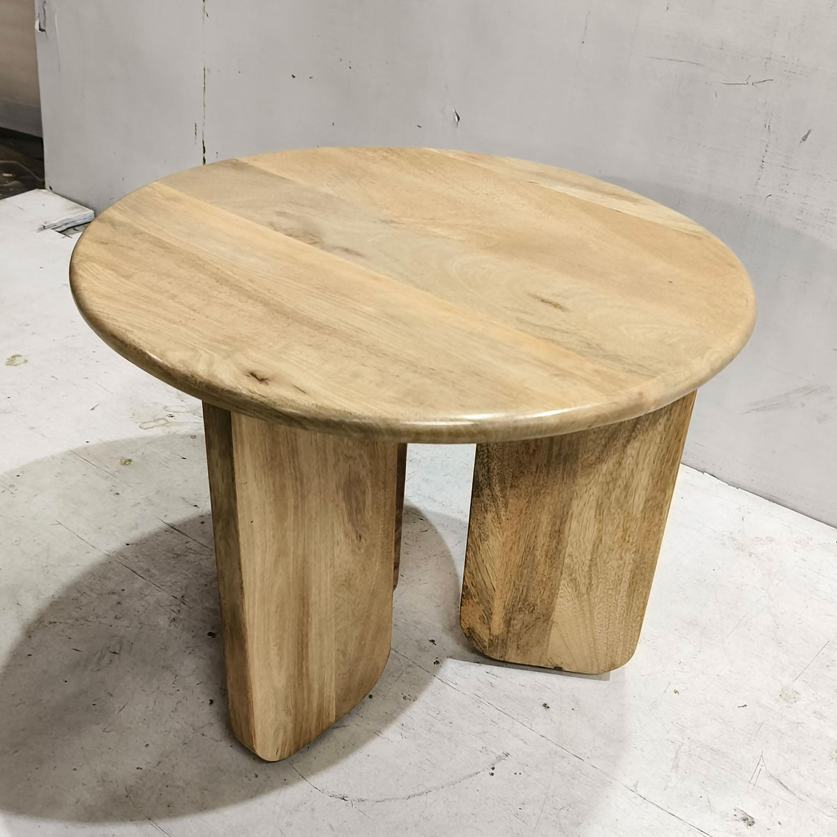 Dale Sculptural Round Solid Mango Wood End Table Mango - Natural Mango