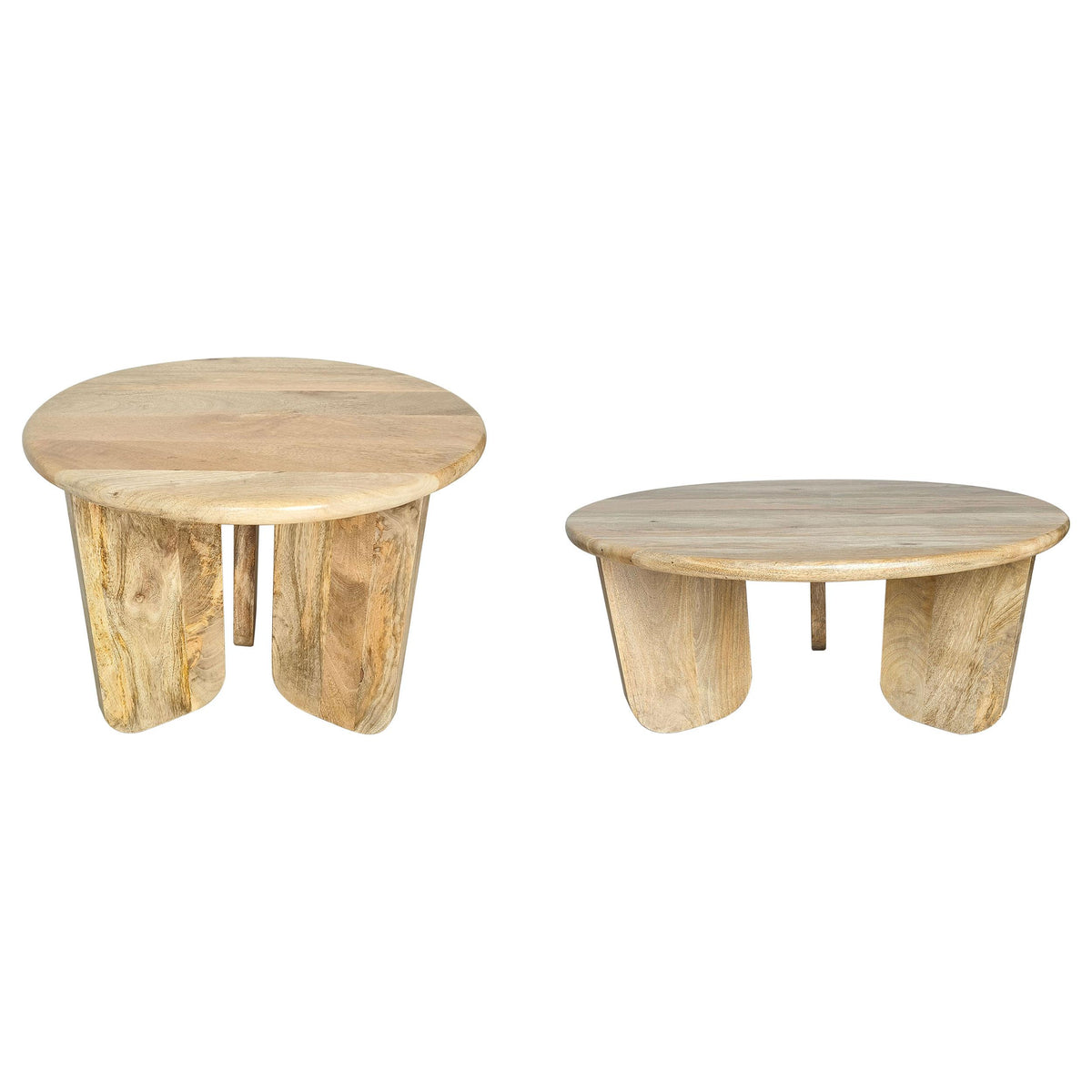 Dale 2-Piece Round Mango Wood Coffee and End Table Set Mango - Natural Mango