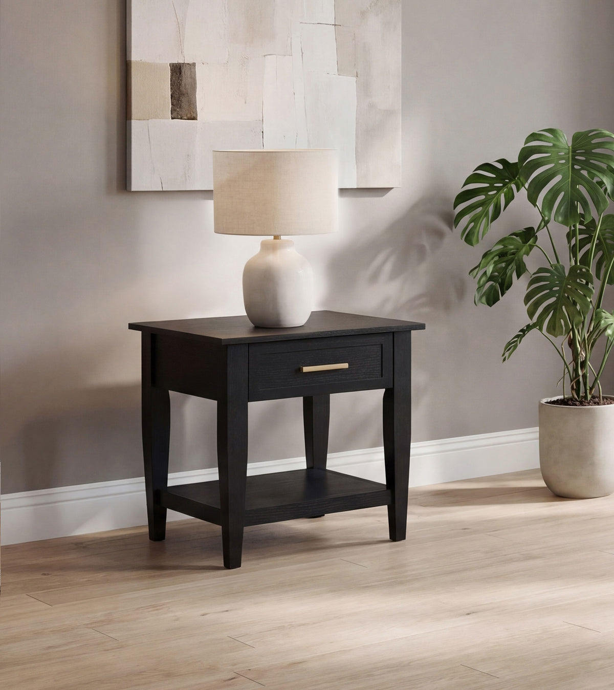 Lindenton 1-drawer Wood Occasional Side End Table - Black