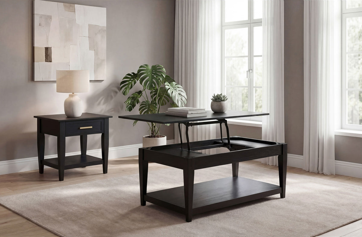 Lindenton 1-drawer Wood Occasional Side End Table - Black