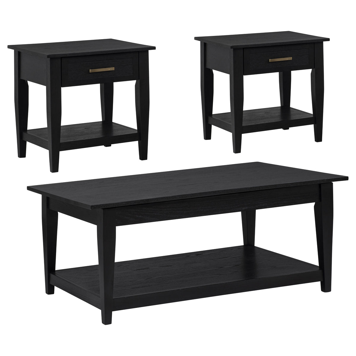 Lindenton 3-piece Wood Lift-Top Coffee and End Table Set - Black