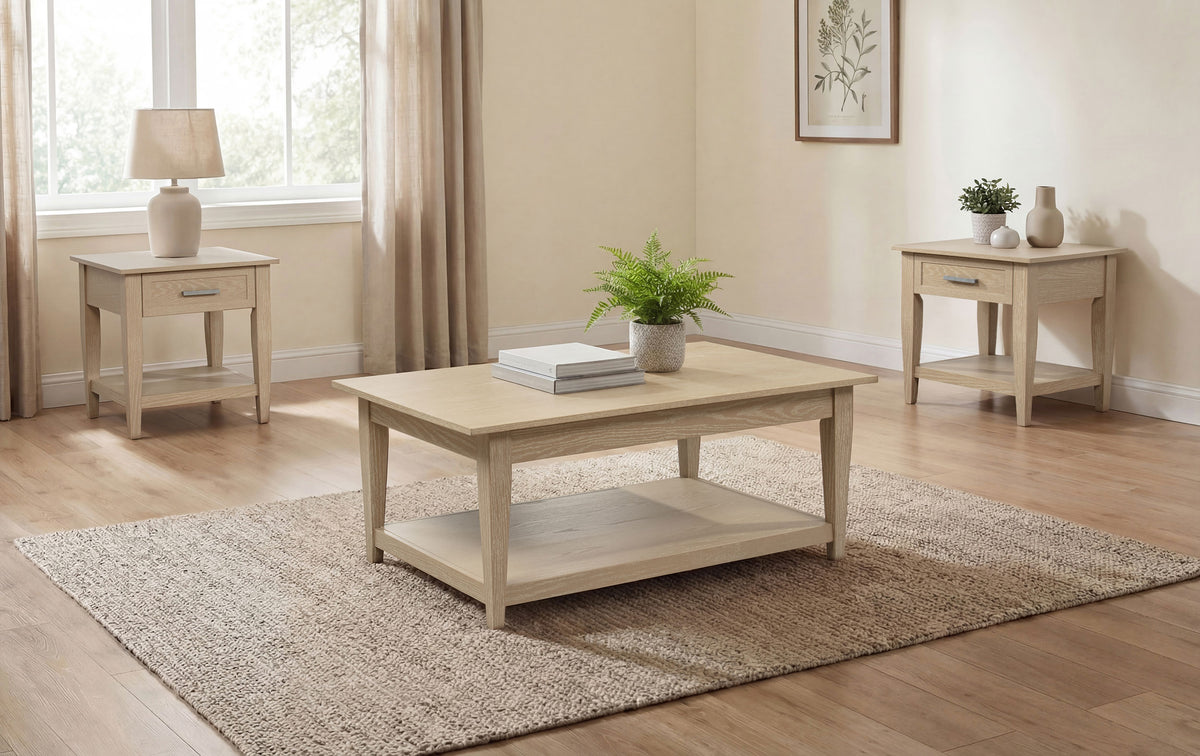 Lindenton 3-piece Wood Lift-Top Coffee and End Table Set - Blonde