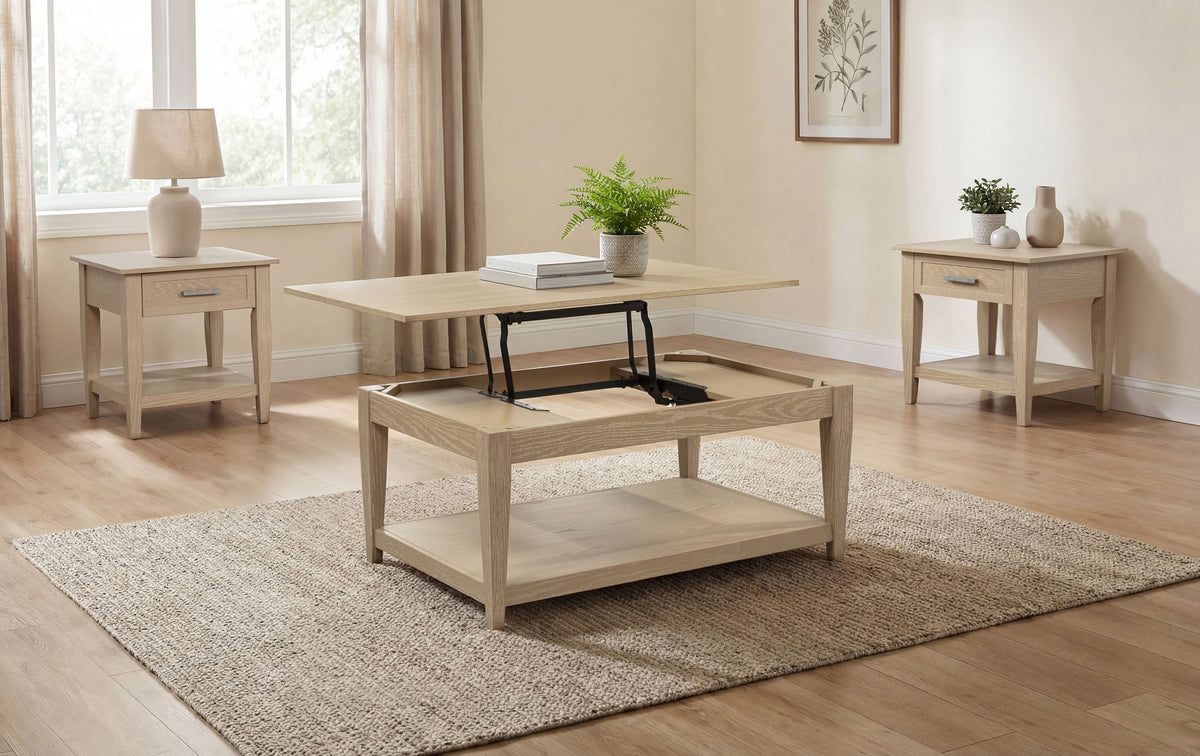 Lindenton 3-piece Wood Lift-Top Coffee and End Table Set - Blonde