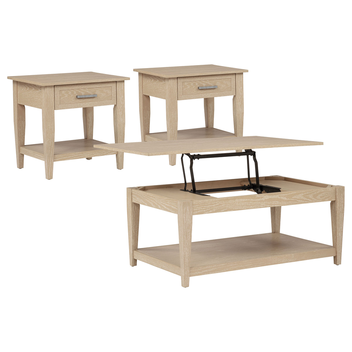Lindenton 3-piece Wood Lift-Top Coffee and End Table Set - Blonde