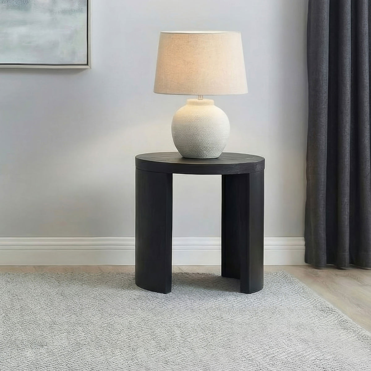 Sweeney 24-inch Round Wood Occasional Side End Table - Black