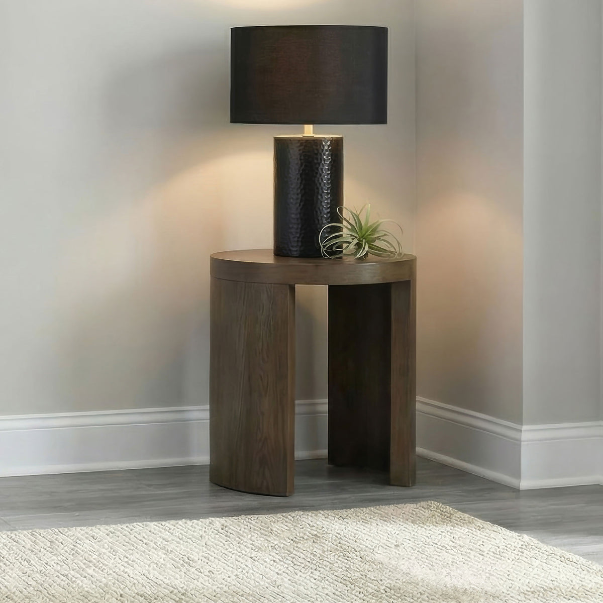 Sweeney 24-inch Round Wood Occasional Side End Table - Dark Walnut