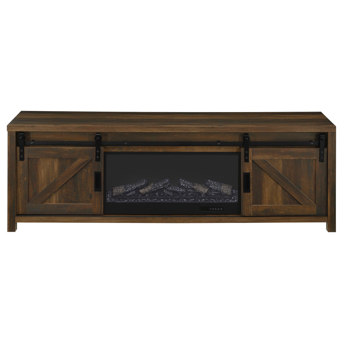 Enfield 71-inch TV Stand Fireplace Media Console Dark Pine