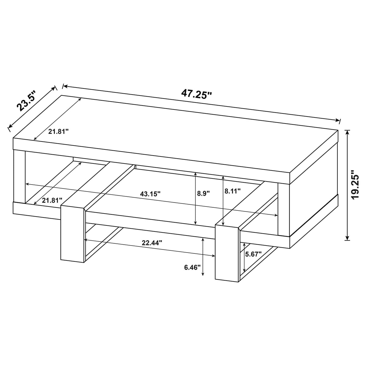 Dinard Engineered Wood Cocktail Coffee Table - Latte
