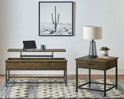Byers 2-piece Lift Top Coffee and End Table Set Brown Oak