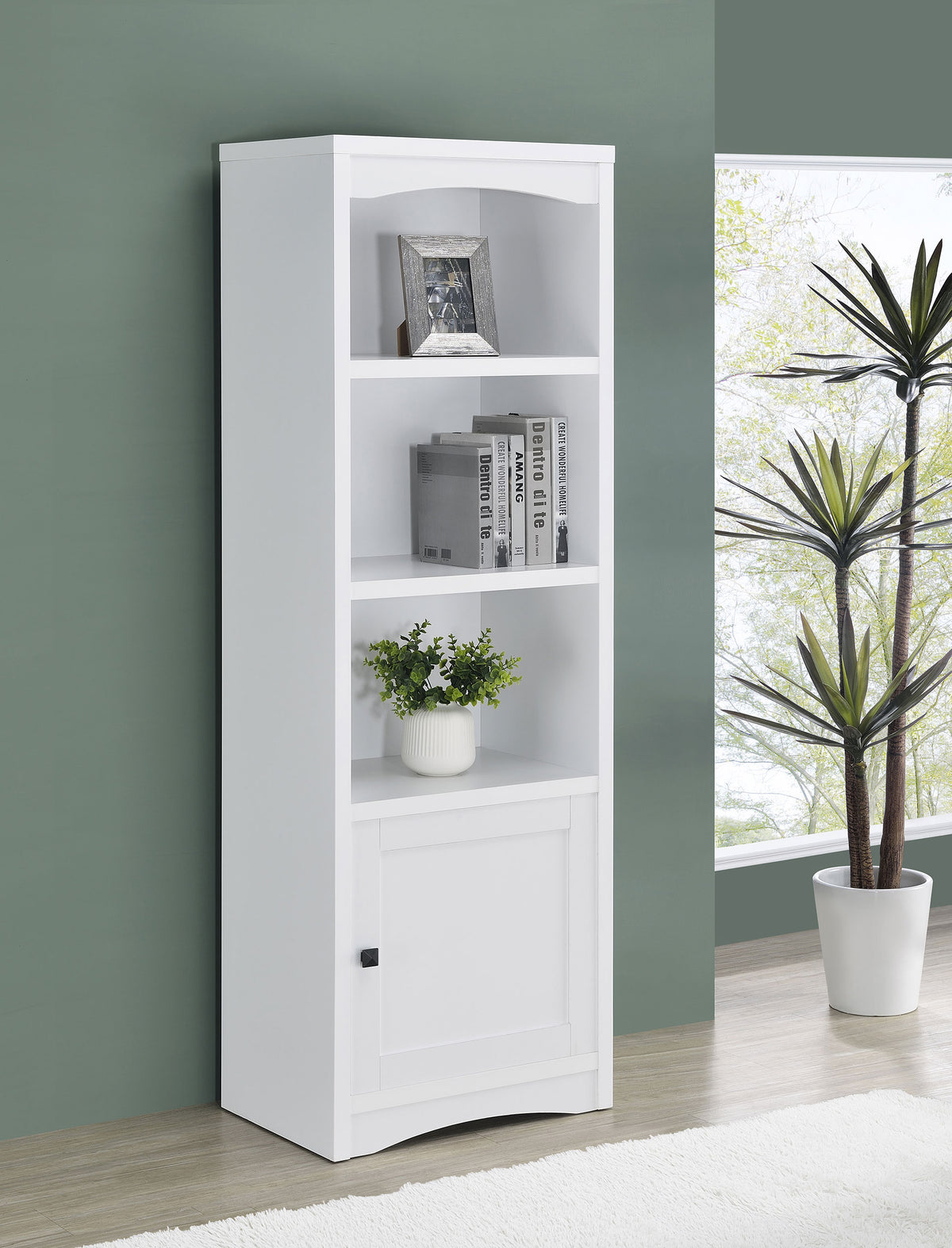Laughlin 4-shelf Engineered Wood Media Tower - White