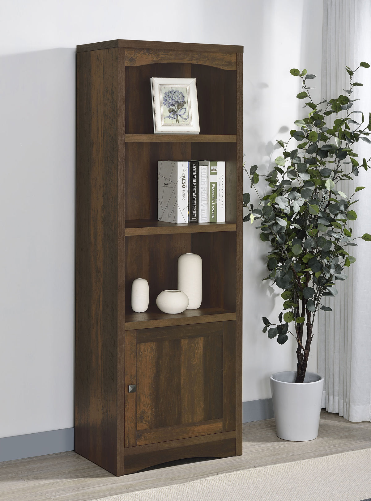 Laughlin 4-shelf Engineered Wood Media Tower - Dark Pine