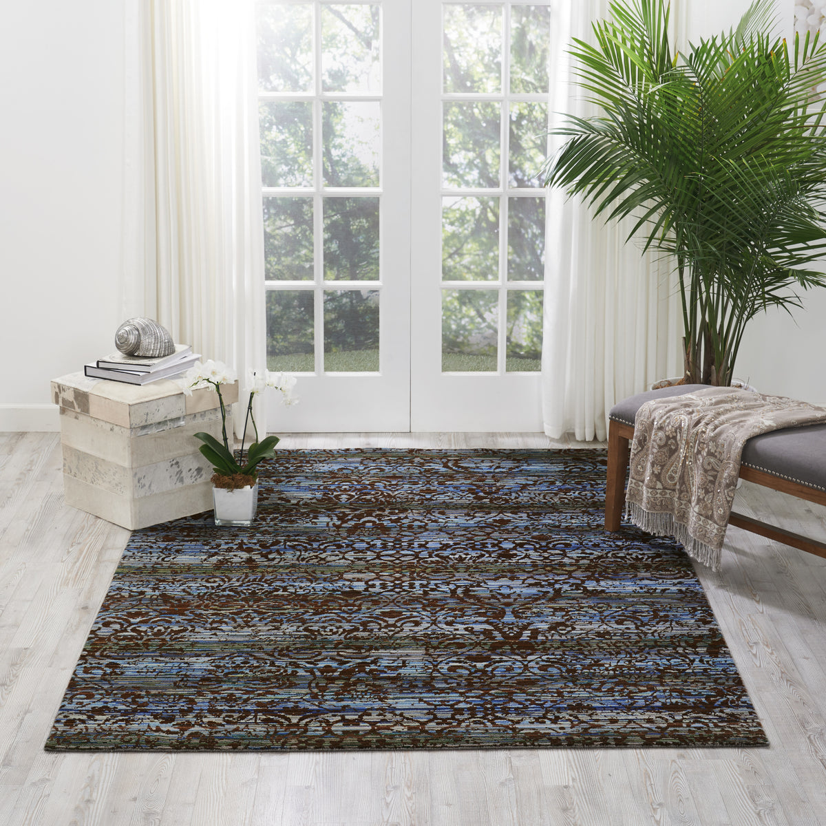 Rhapsody RH009 Blue Moss Rug - room scene