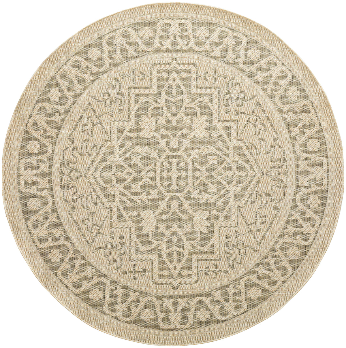 Tulum TLM05 Taupe Olive Rug - Round