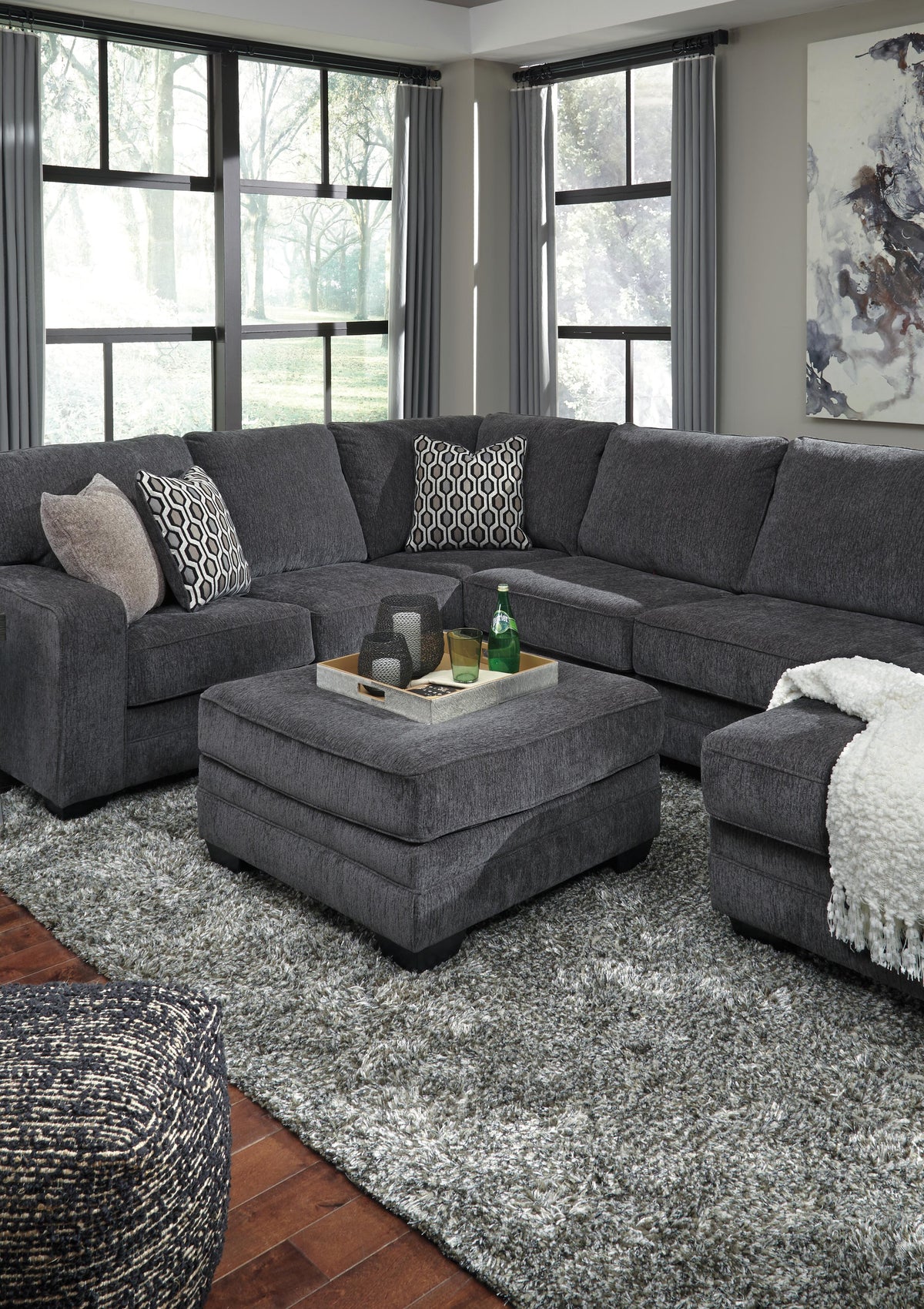 Tracling Oversized Accent Ottoman Chenille