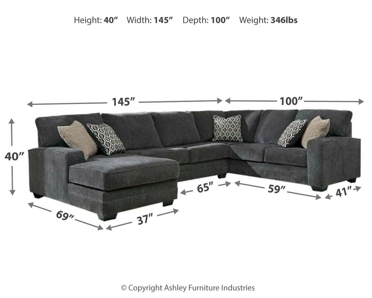 Tracling 3-Piece Sectional with Chaise Chenille