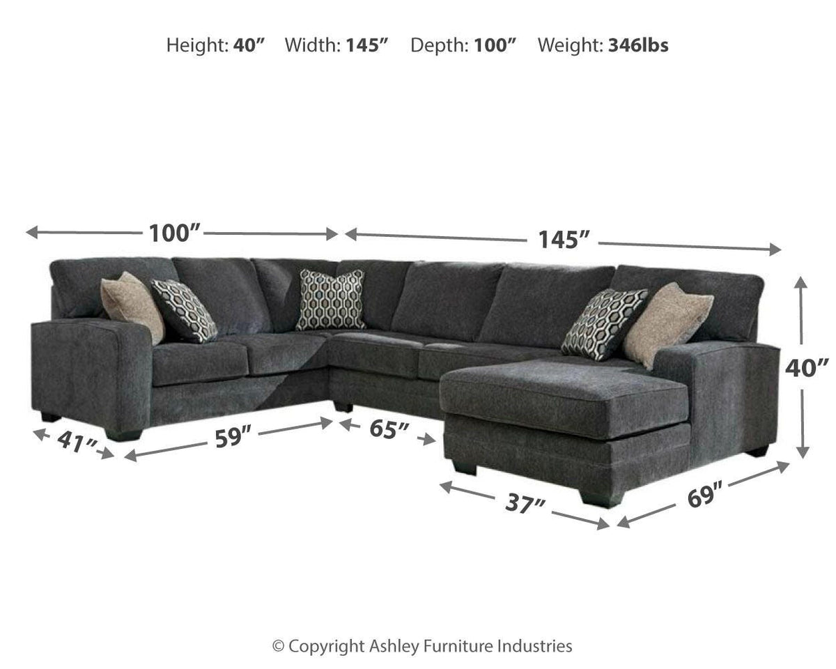 Tracling 3-Piece Sectional with Chaise Chenille