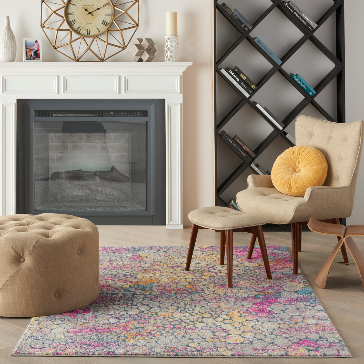 Passion PSN34 Yellow Multicolor Rug - room scene