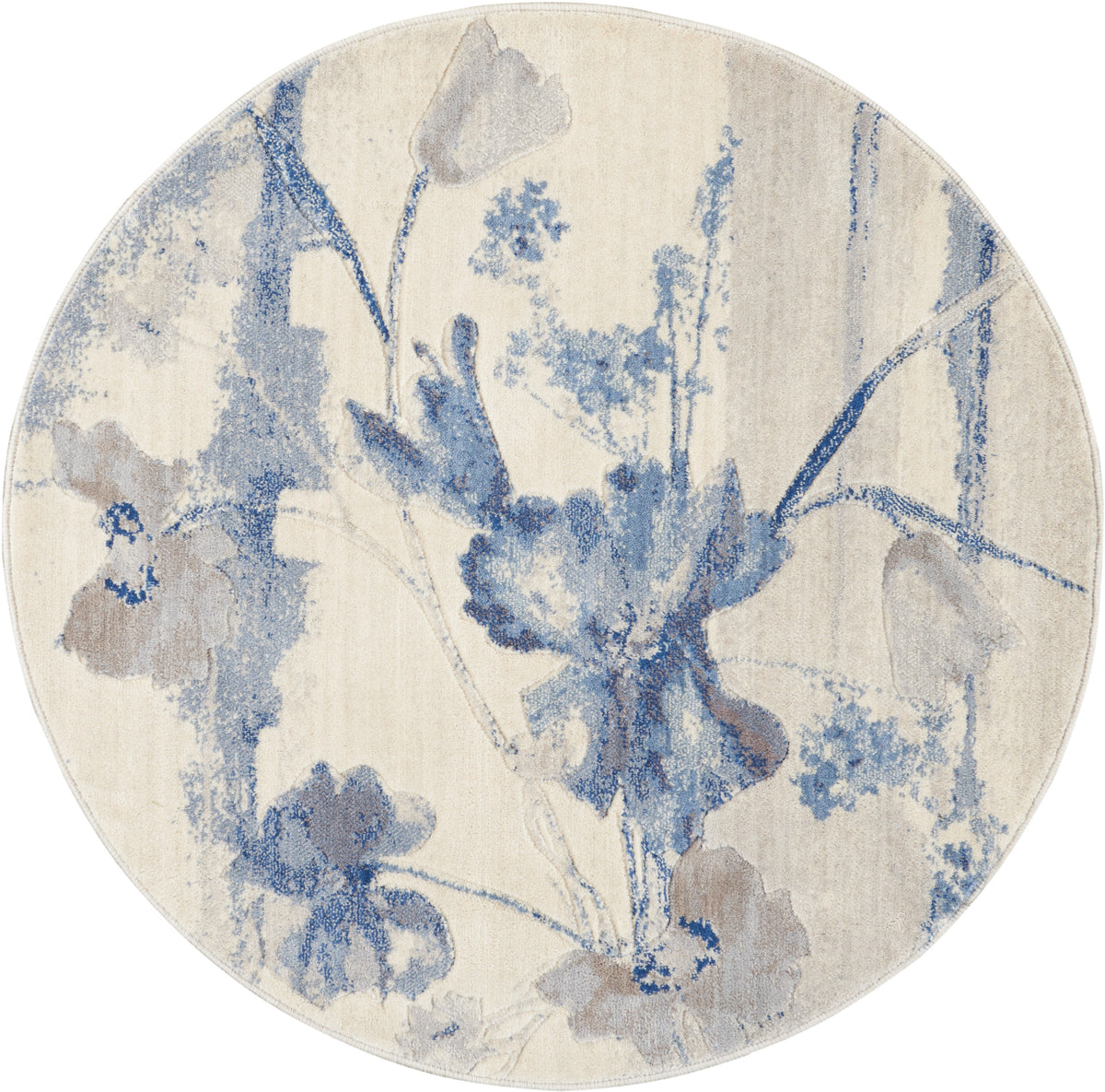 Somerset ST18 Ivory Blue Rug - Round