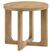 Kessler Round Sculptural Wood End Table - Light Oak