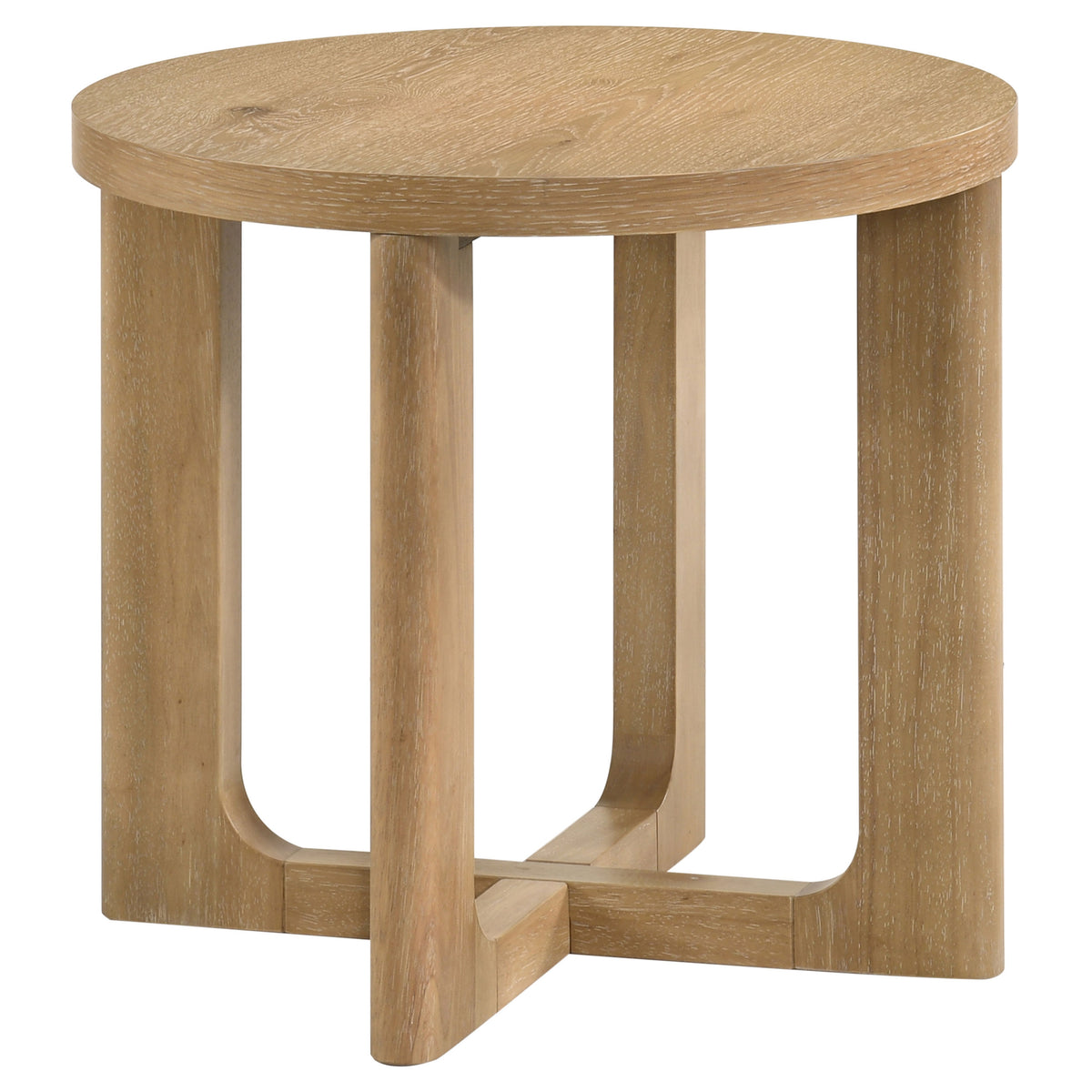 Kessler Round Sculptural Wood End Table - Light Oak