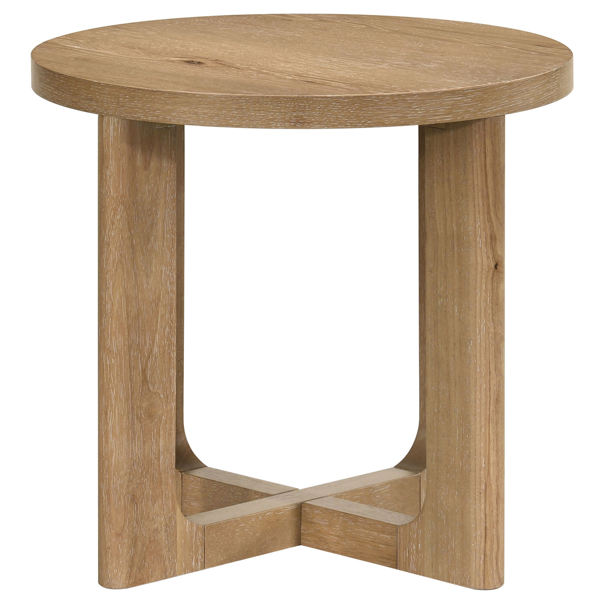 Kessler Round Sculptural Wood End Table - Light Oak