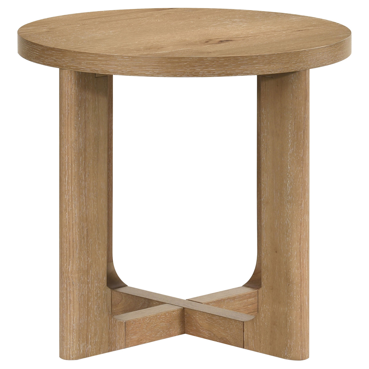 Kessler Round Sculptural Wood End Table - Light Oak