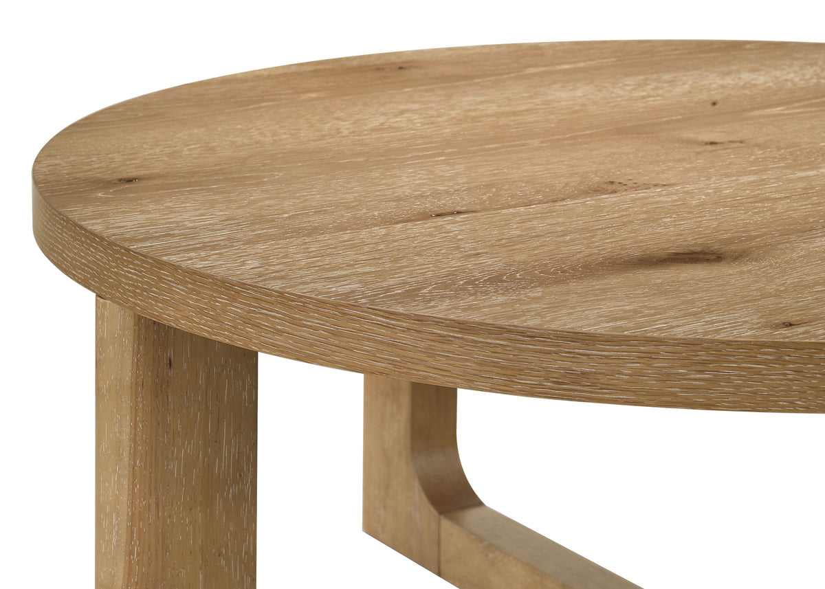 Kessler Round Sculptural Wood End Table - Light Oak