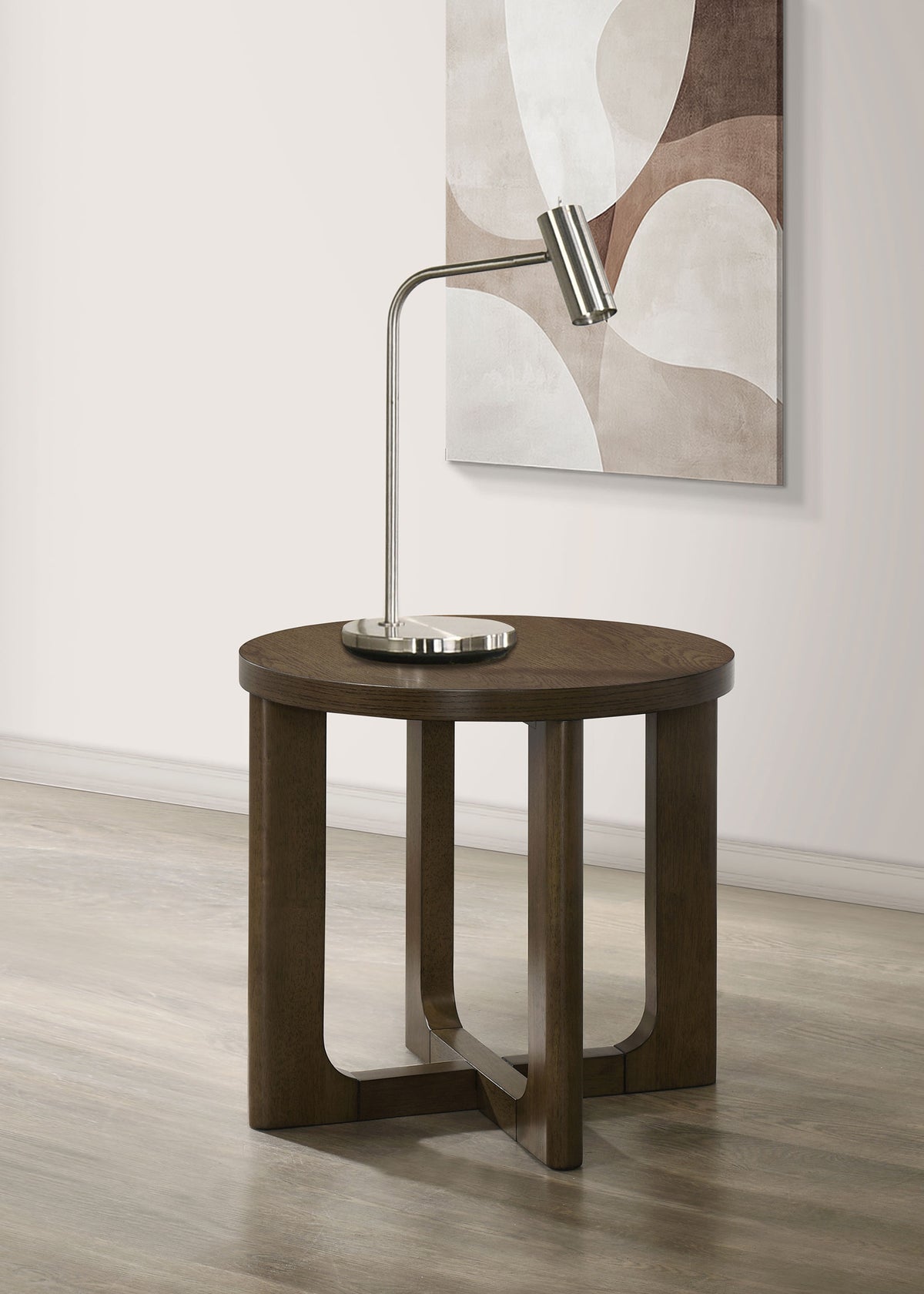 Kessler Round Sculptural Wood End Table - Brown