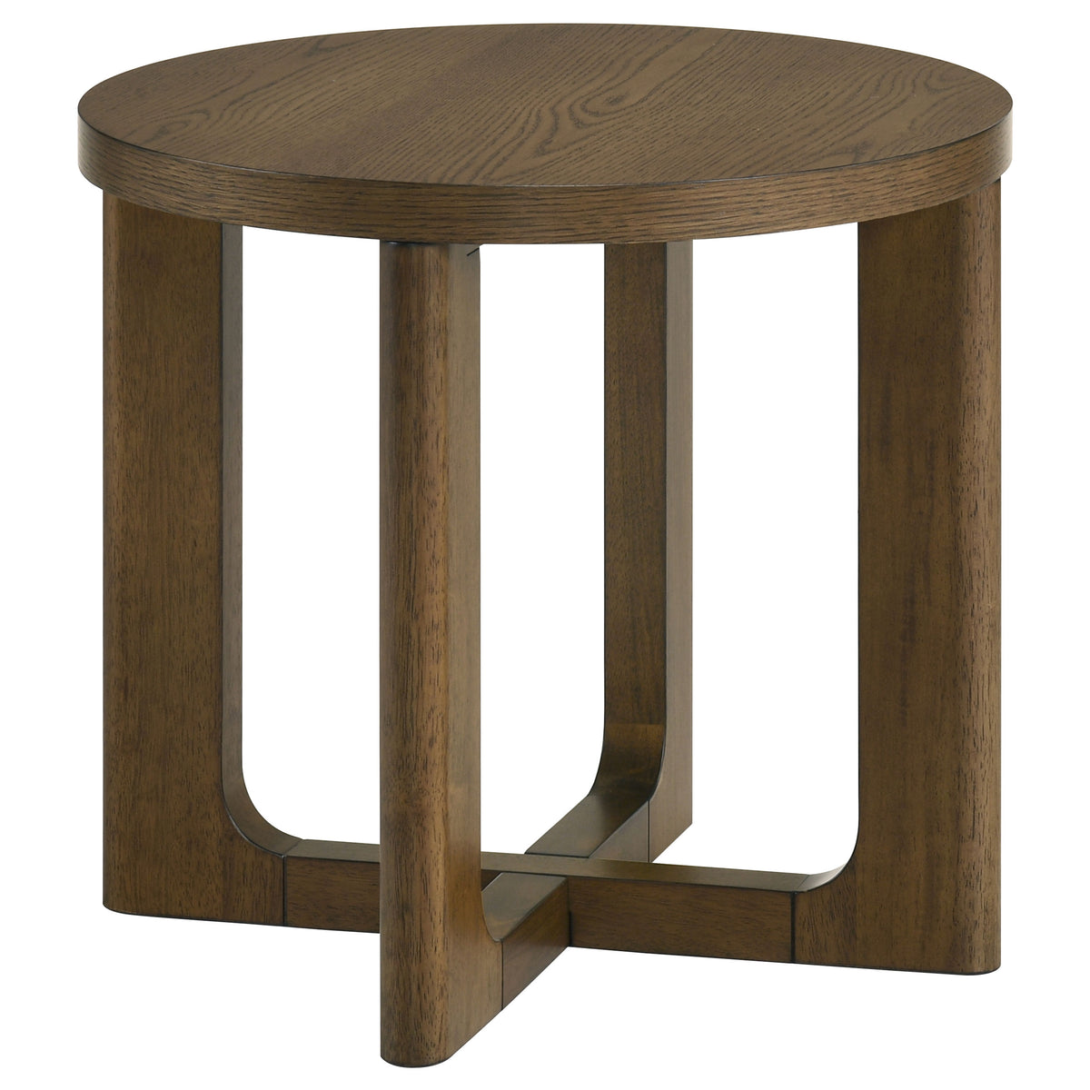 Kessler Round Sculptural Wood End Table - Brown