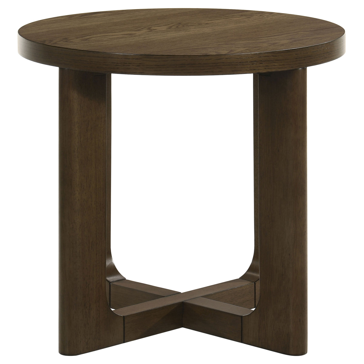Kessler Round Sculptural Wood End Table - Brown