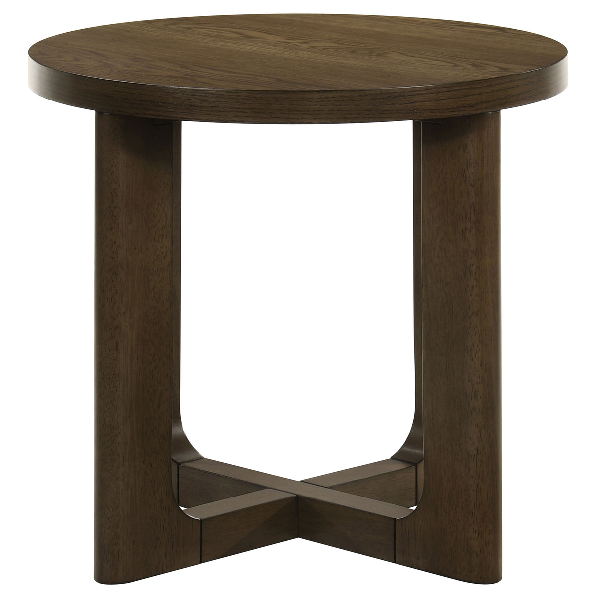 Kessler Round Sculptural Wood End Table - Brown