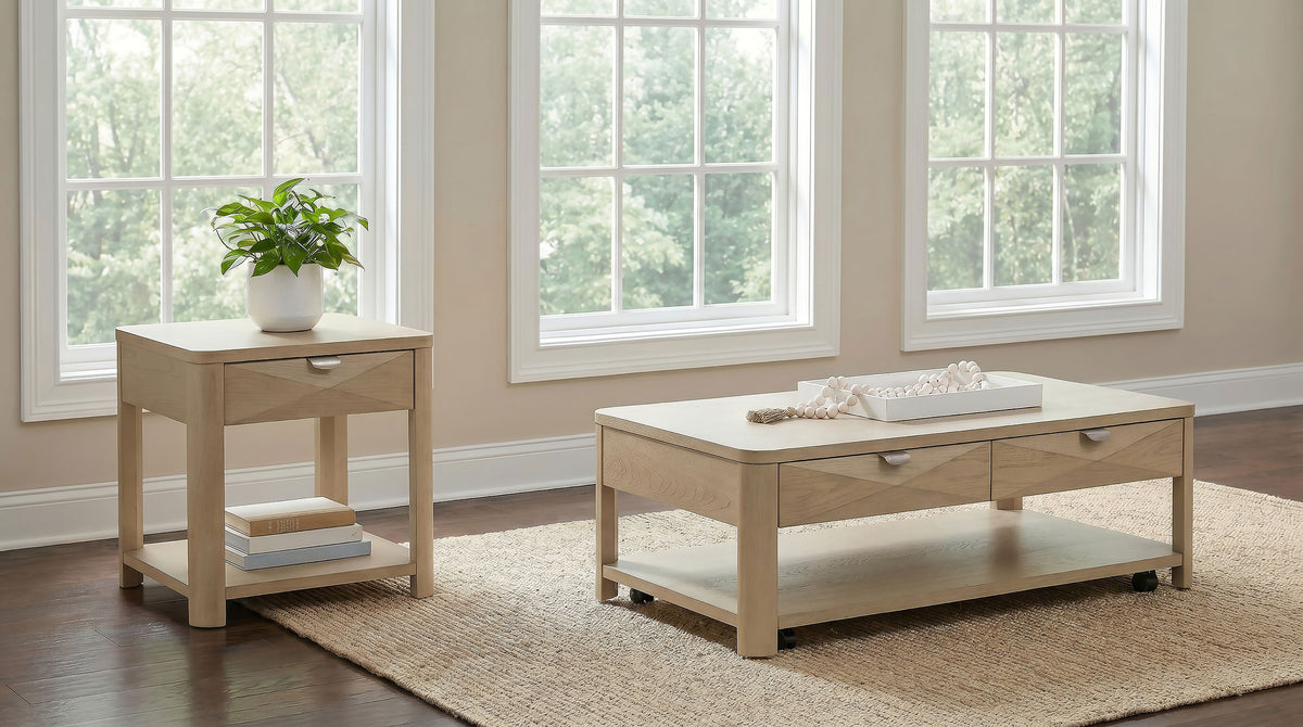 Marcelo 2-piece Coffee Table Set with Storage - Light Elm