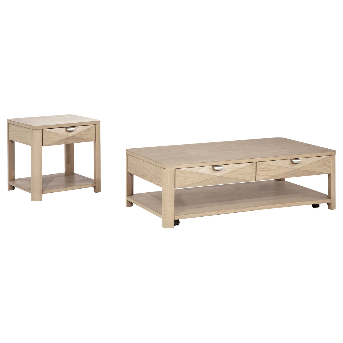Marcelo 2-piece Coffee Table Set with Storage - Light Elm