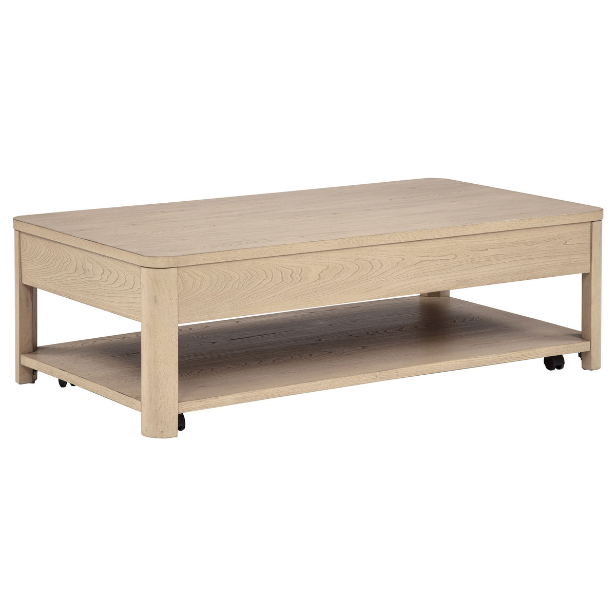 Marcelo Wood Coffee Table with 2 Drawers and Shelf - Light Elm