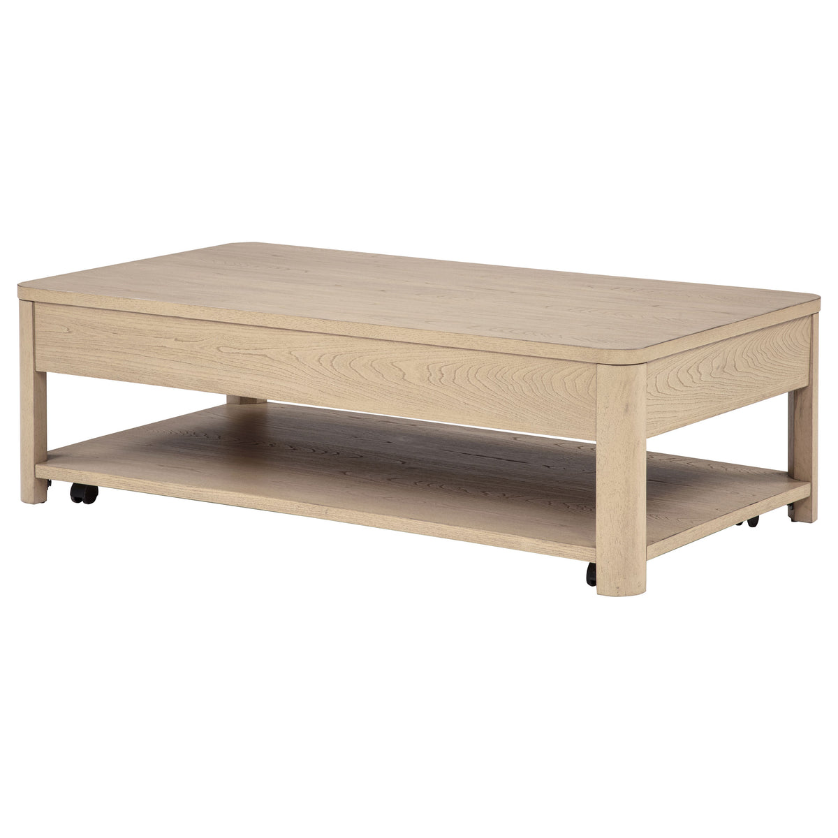 Marcelo Wood Coffee Table with 2 Drawers and Shelf - Light Elm