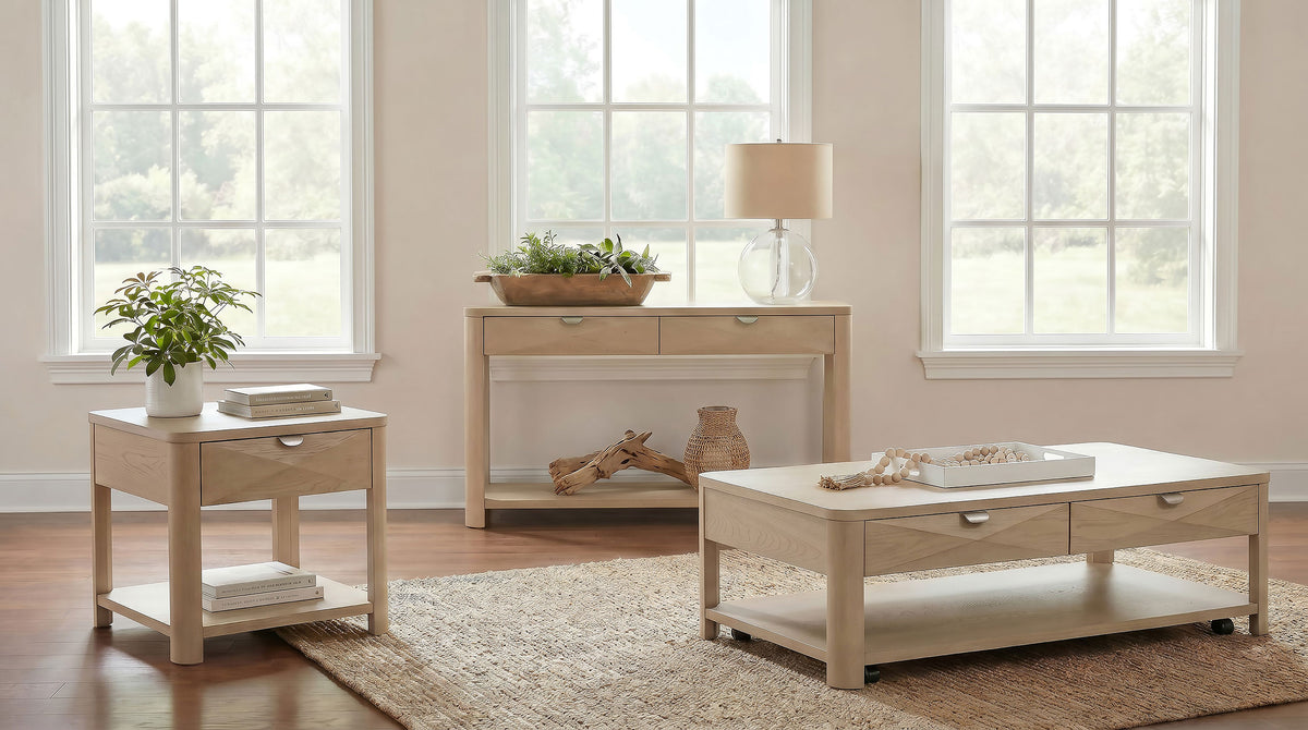 Marcelo Sofa Console Table with 2 Drawers and Shelf - Light Elm