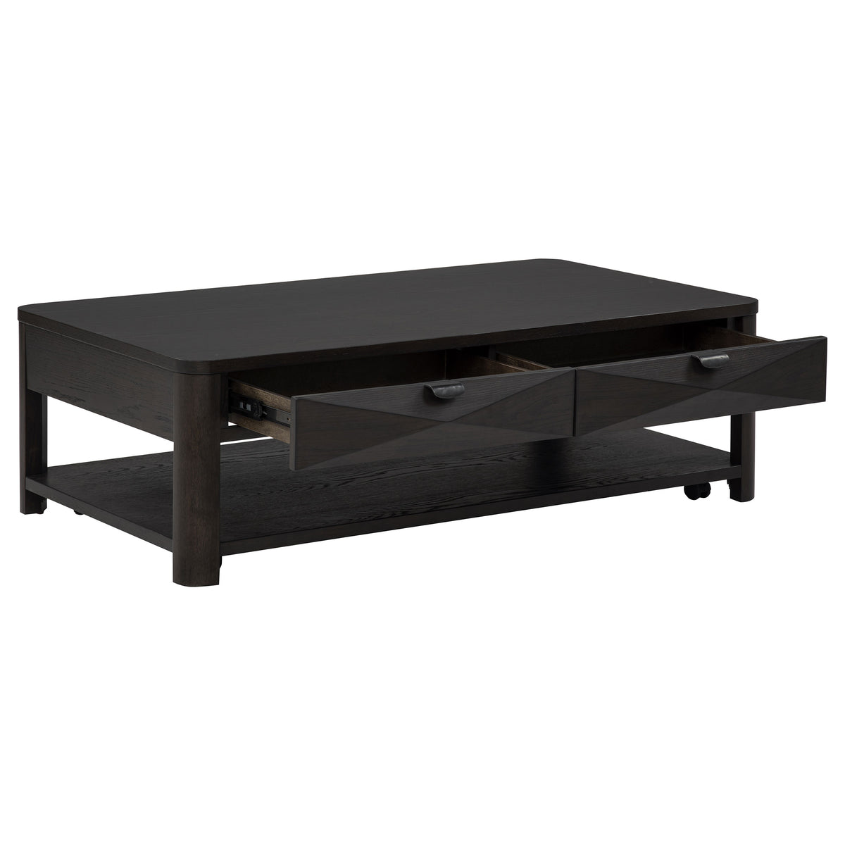 Marcelo Wood Coffee Table with 2 Drawers and Shelf