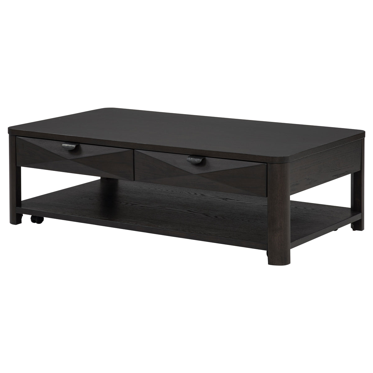 Marcelo Wood Coffee Table with 2 Drawers and Shelf