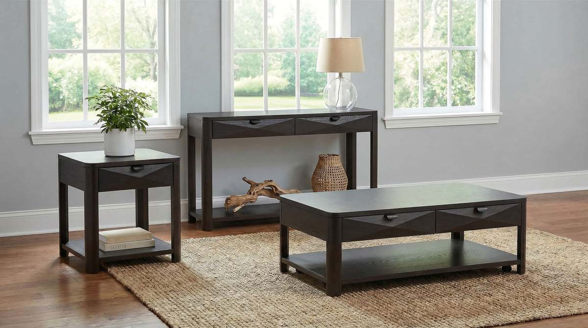 Marcelo Sofa Console Table with 2 Drawers and Shelf - Coffee