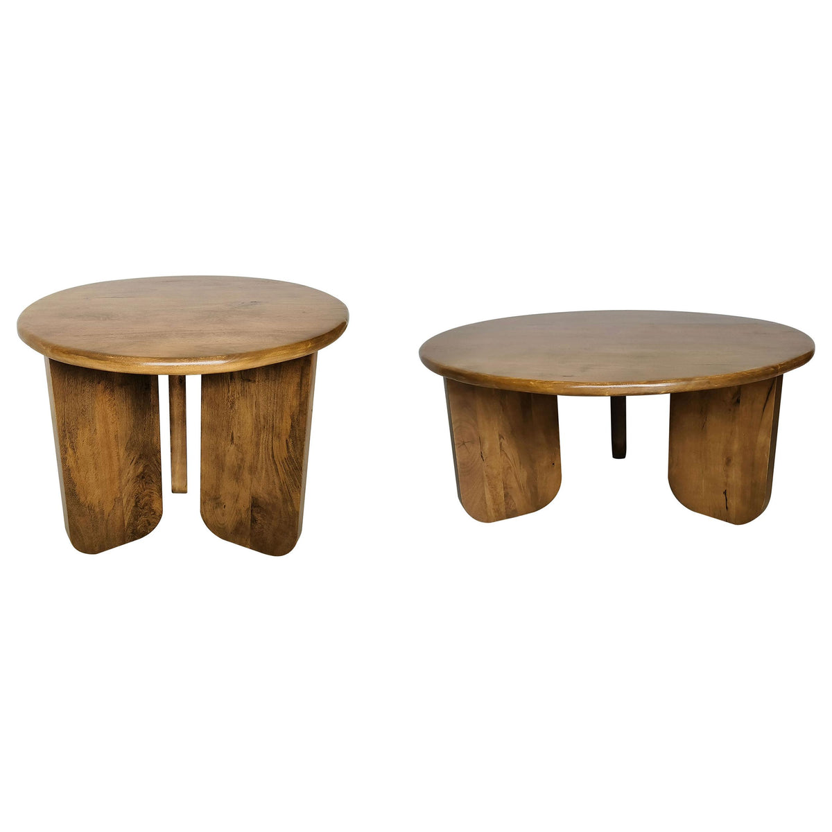 Dale 2-Piece Round Mango Wood Coffee and End Table Set Mango - Honey Mango