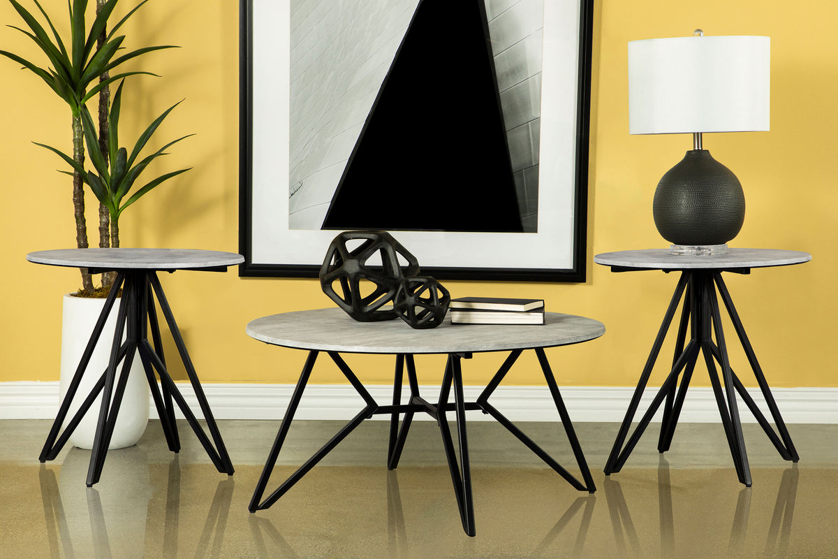 Hadi 3-piece Round SmartTop™ Coffee and End Table Set Cement