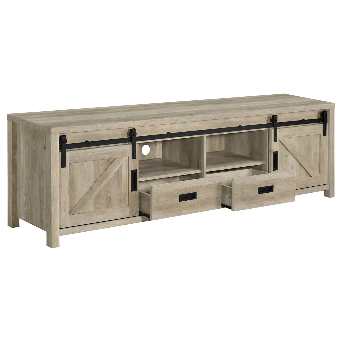Madra 2-door Engineered Wood 79-inch TV Stand Pine - Distressed Pine
