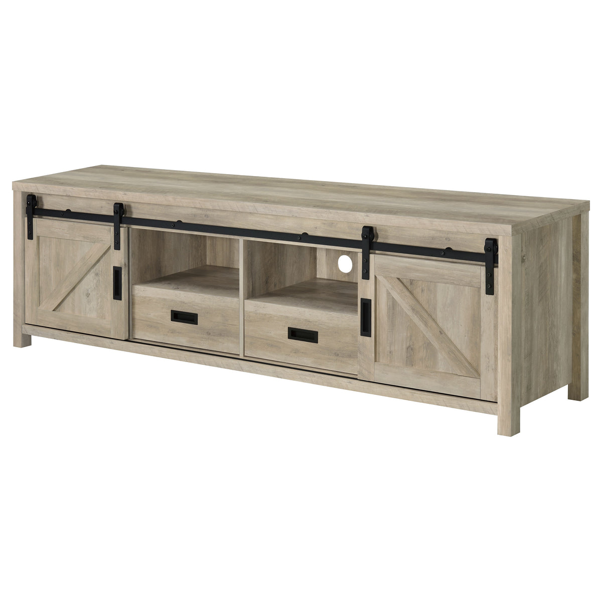 Madra 2-door Engineered Wood 79-inch TV Stand Pine - Distressed Pine