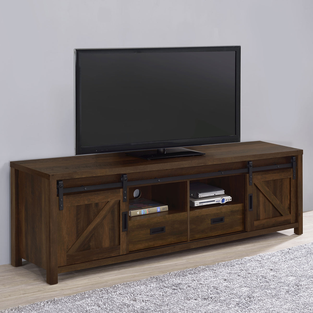 Madra 2-door Engineered Wood 79-inch TV Stand Pine - Dark Pine