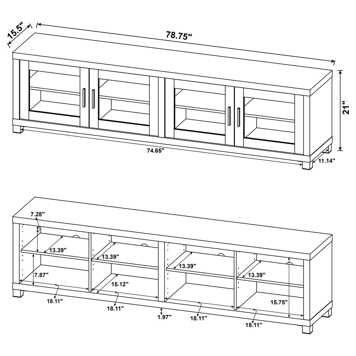 Sachin 4-door Engineered Wood 79-inch TV Stand - Black
