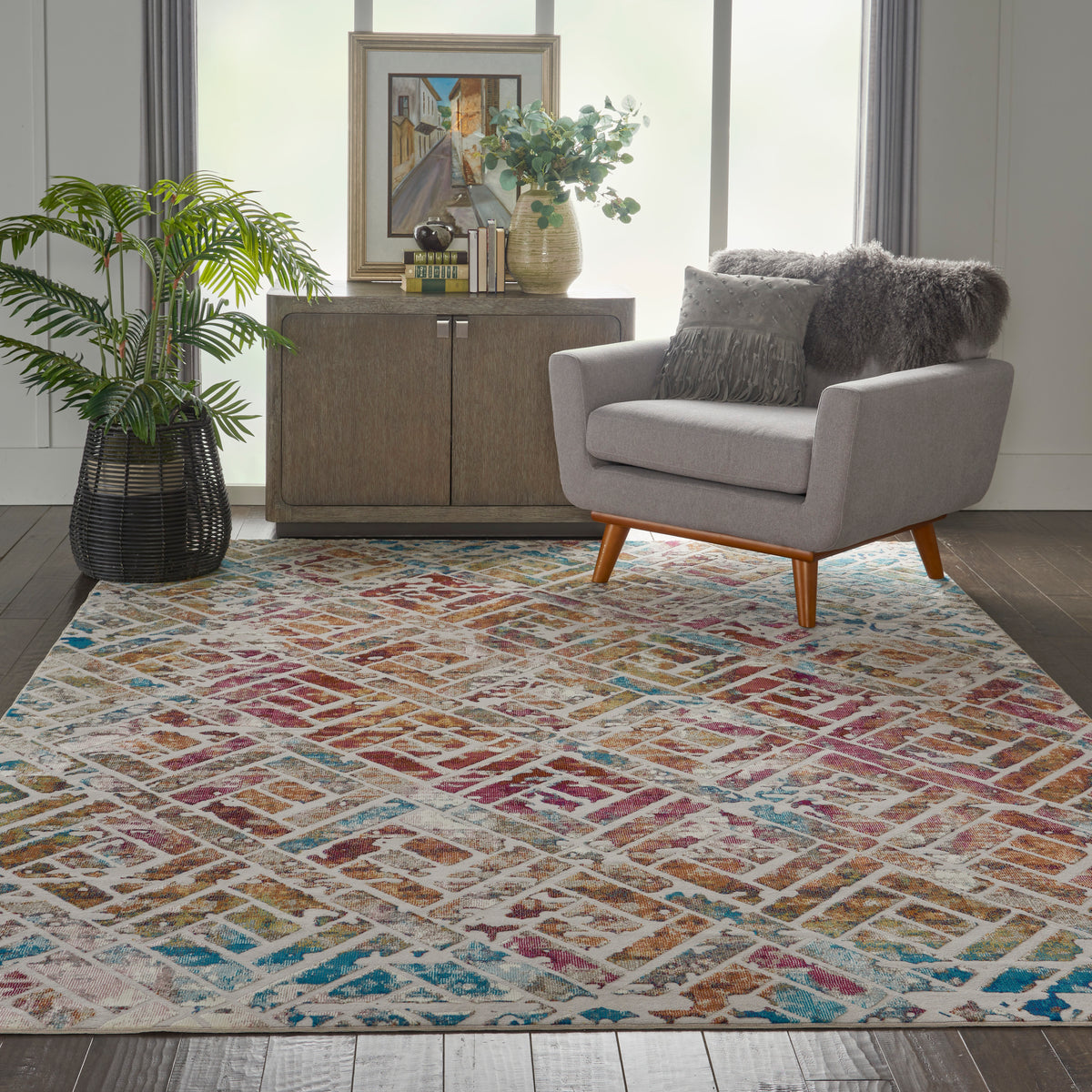 Radiant RAD09 Grey Multicolor Rug - room scene