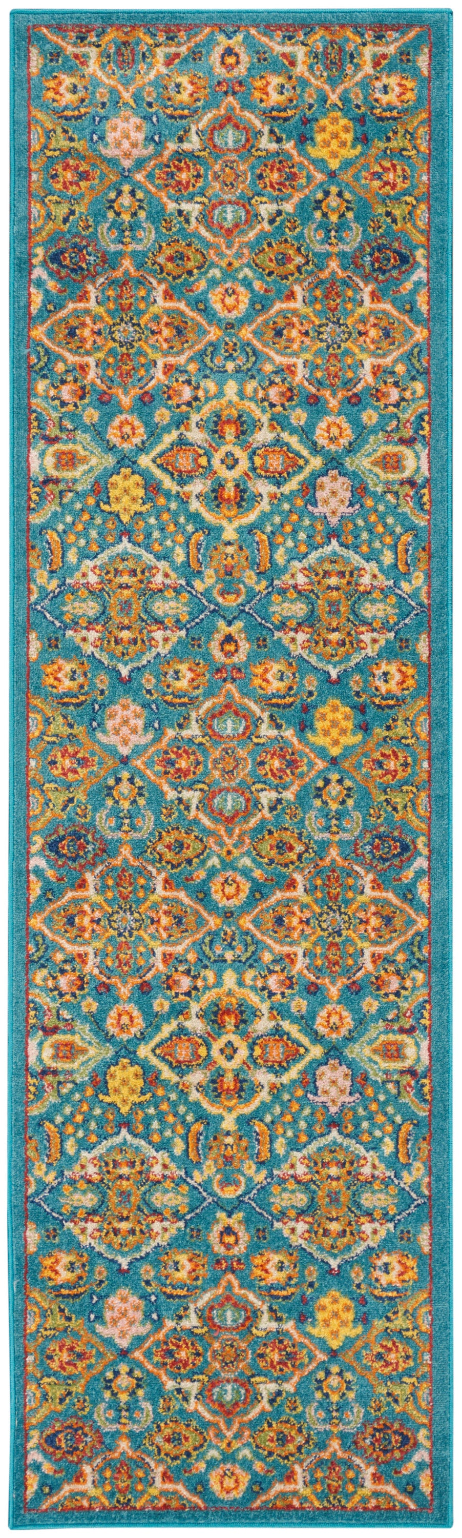 Allur ALR03 Turquoise Ivory Rug - Runner