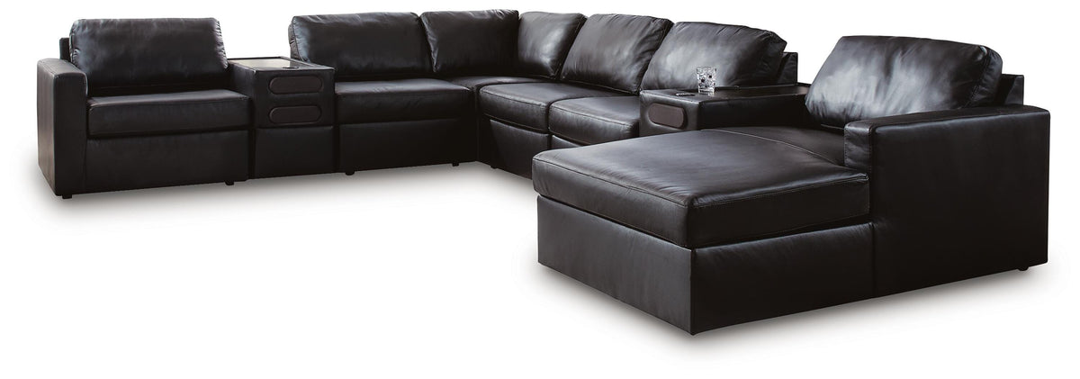 Modmax II 8-Piece Sectional with Chaise and Audio Consoles Leather