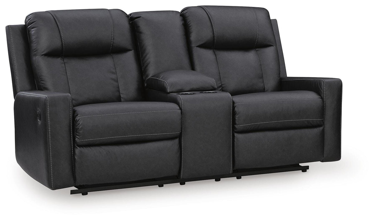 Mackmenville DBL Rec Loveseat w/Console Faux Leather