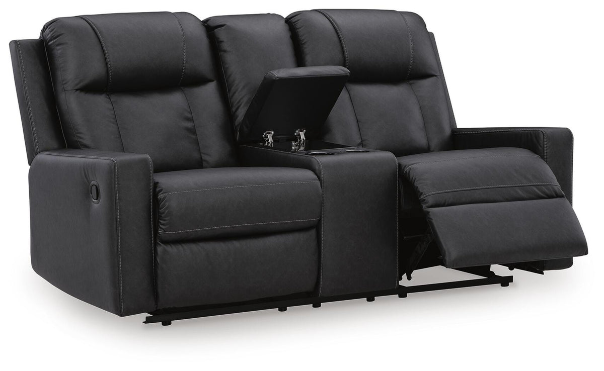 Mackmenville DBL Rec Loveseat w/Console Faux Leather